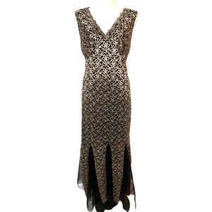 Candalite Women's Gold Lace Tulle Maxi Gown size XL Whimsygoth Fairy Witchy